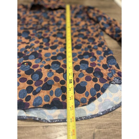 Visconti Men’s Long Sleeve Button-Up Shirt – Size Large – Brown/Blue Polka Dot - Picture 2 of 11